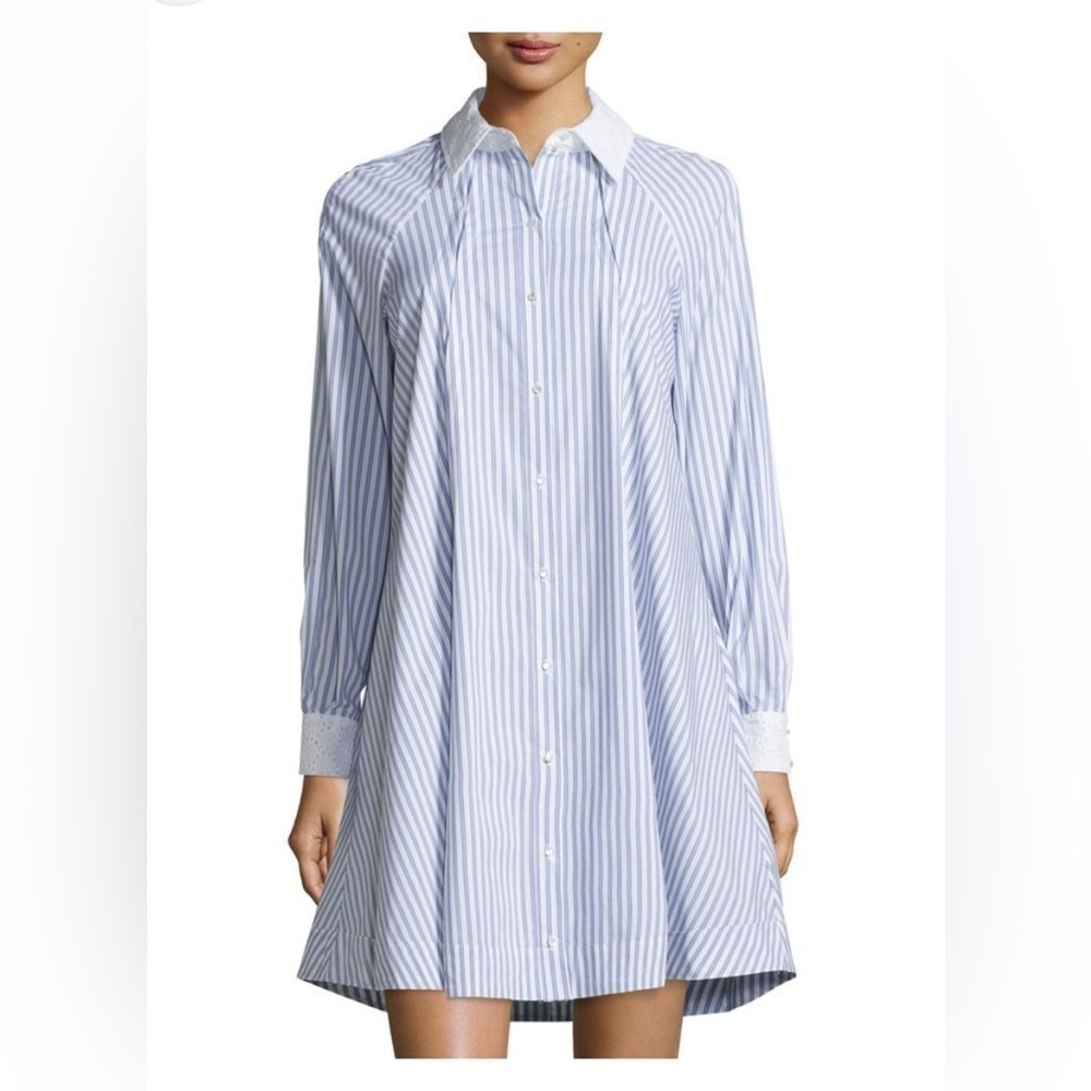 Hope & Harlow 14 blue striped A line dress preppy legging comfort nautical dress